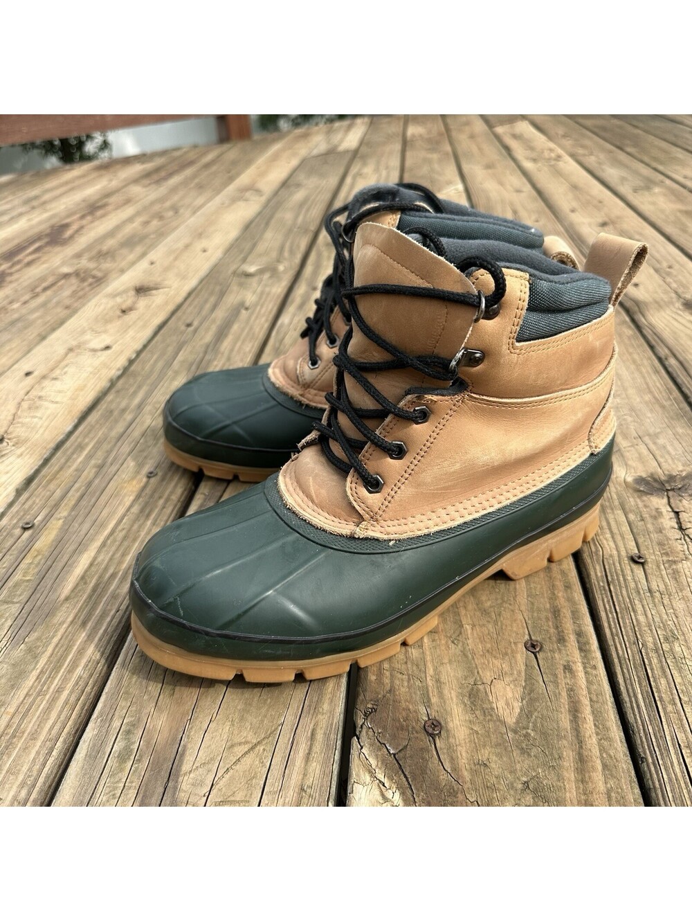Lands End Thinsulate Thermal Insulation Brown Duck Boots Mens's 12 EEE